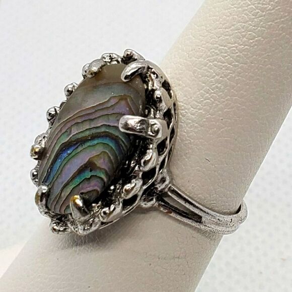 Vintage Abalone Shell Ring - Picture 1 of 7